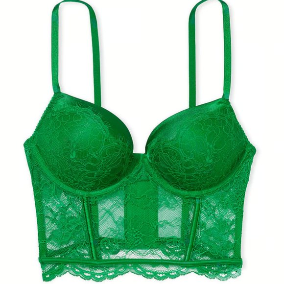 New VS VERY SEXY Bombshell Add-2-Cups Push-Up Corset Top Green 32B